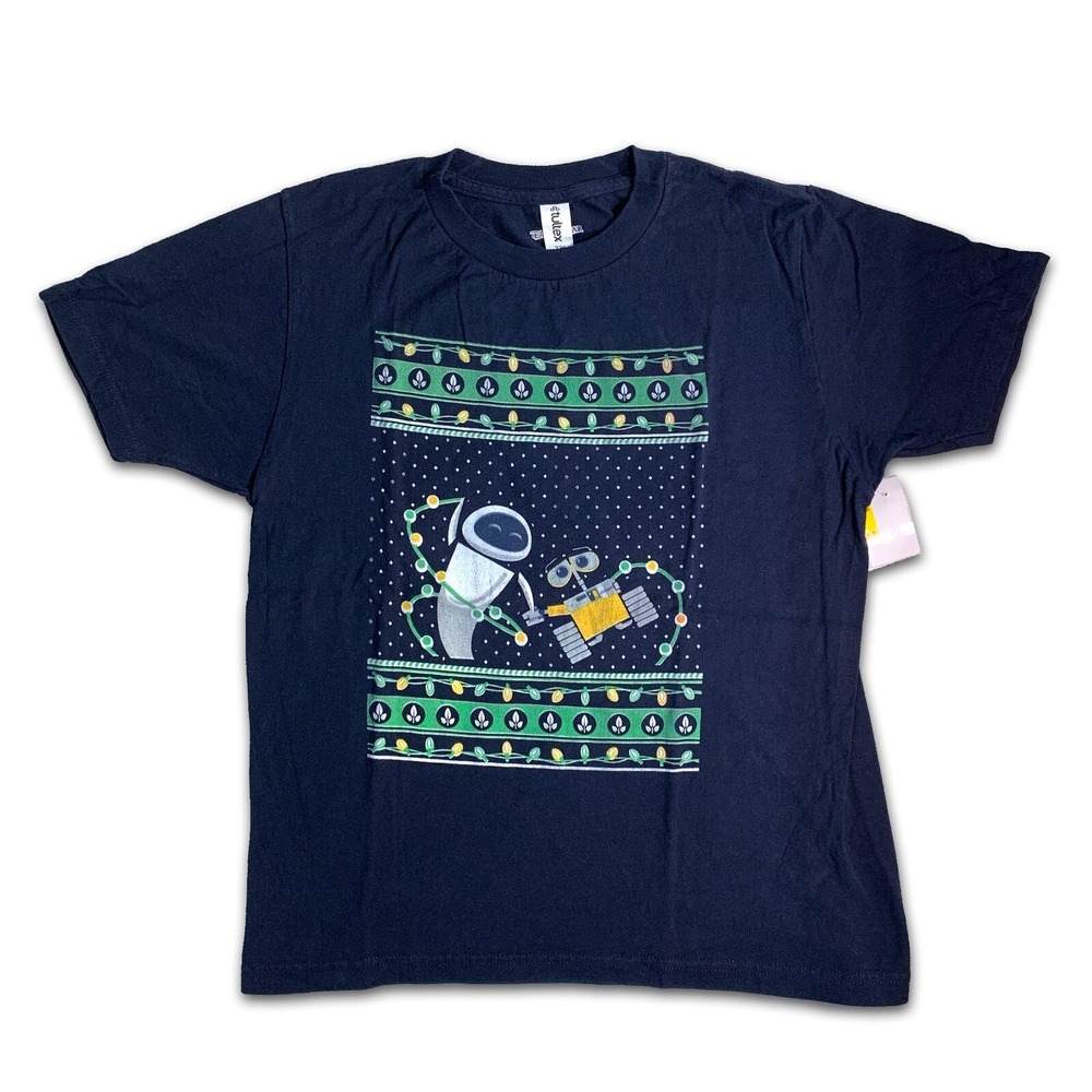 Disney Pixar Wall-E & Eva Holiday Lights T Shirt‎ Youth Sz L